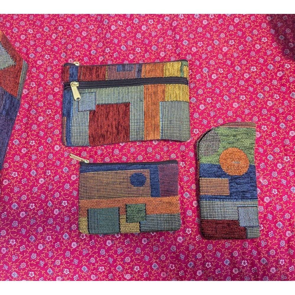 Danny K Smithsonian Tapestry Tote‎ Bag Set Geometric Abstract 4 Piece - Picture 3 of 8